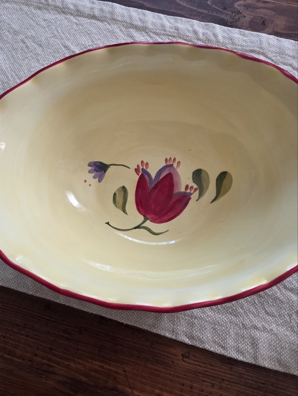 Pfaltzgraff Napoli Hand-Painted Oval Serving Bowl in Yellow, Blue and Red